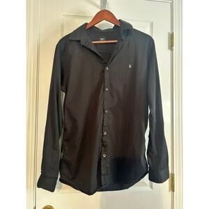 Spykar Black Slim Fit Button Down Shirt Mens XL Stretch Cotton Dress Casual